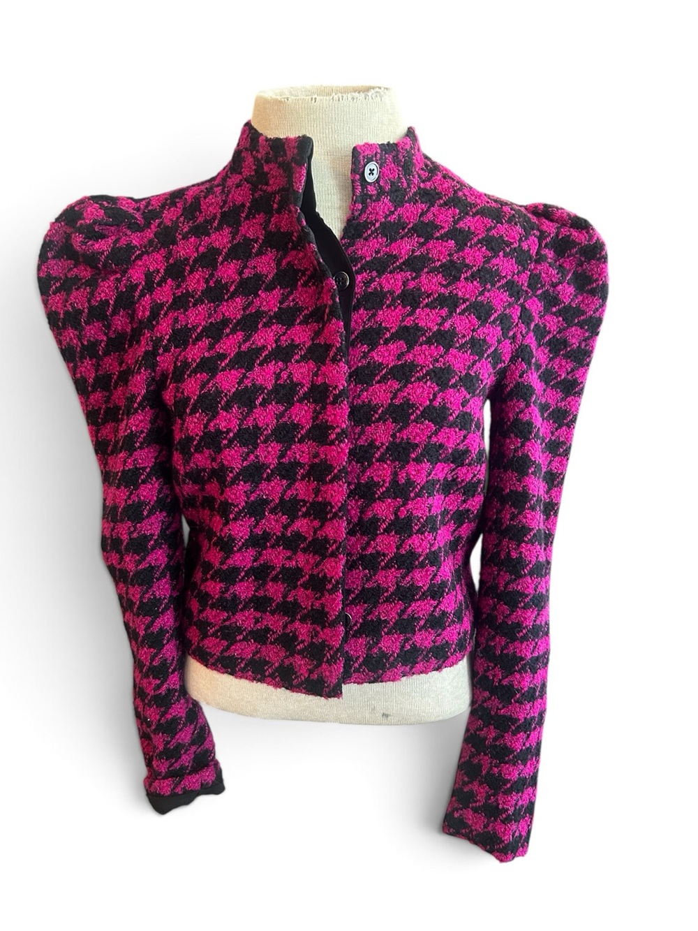 House Of Harlow x Revolve Woman’s Pink & Black Houndstooth Cropped Jacket S